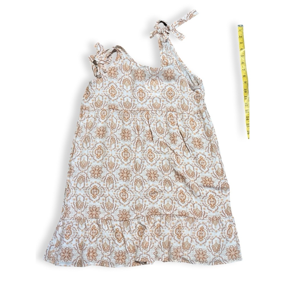 Pink Rose Boho Floral Medallion Print Mini Dress Tie Shoulder Ruffle Summer NWT